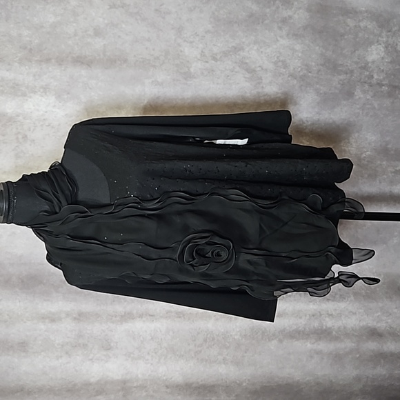 Delicate Black Semi-Sheer Flower Scarf - Picture 7 of 7